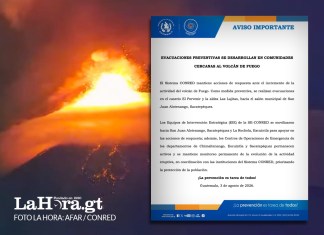 Autoridades iniciaron evacuaciones preventivas ante intensa actividad del Volcán de Fuego. Foto La Hora: Alejandro Ramírez
