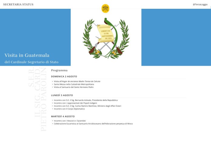 agenda cardenal Parolin Guatemala