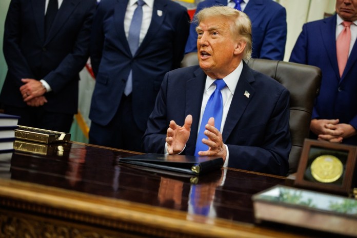 Imagen de archivo del presidente Donald Trump. Foto La Hora: EFE