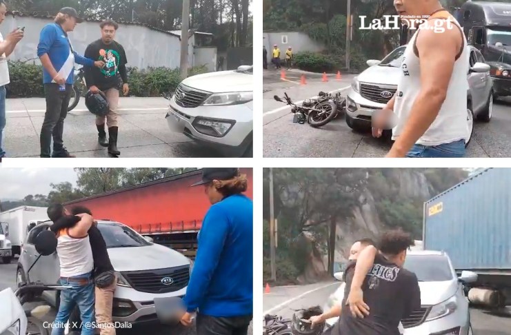 Un accidente de tránsito terminó en una pelea entre dos conductores en la subida de Villa Lobos, Villa Nueva.