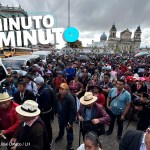 La manifestación de los 48 Cantones de Totonicapán se dirige rumbo al Congreso de la República.