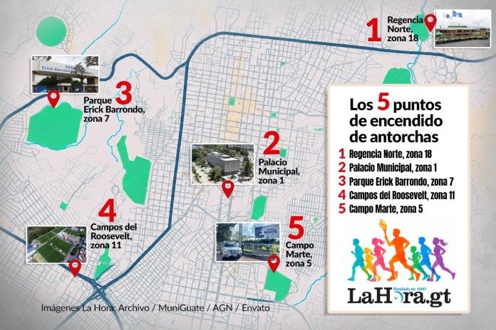 Puntos habilitados para el encendidos de antorchas. Arte La Hora: Alejandro Ramírez.