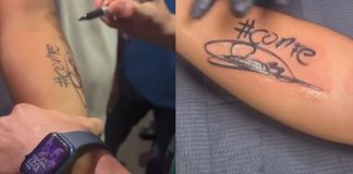“#Confe”: la firma de Lester Martínez que terminó convertida en un tatuaje Fan de Lester Martínez se tatúa su firma. Foto La Hora: ProBoxTV.
