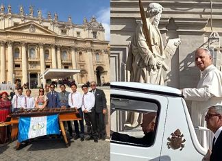 La marimba guatemalteca puso el toque chapín en una de las actividades más emblemáticas del Vatican. Foto La Hora: Minex.