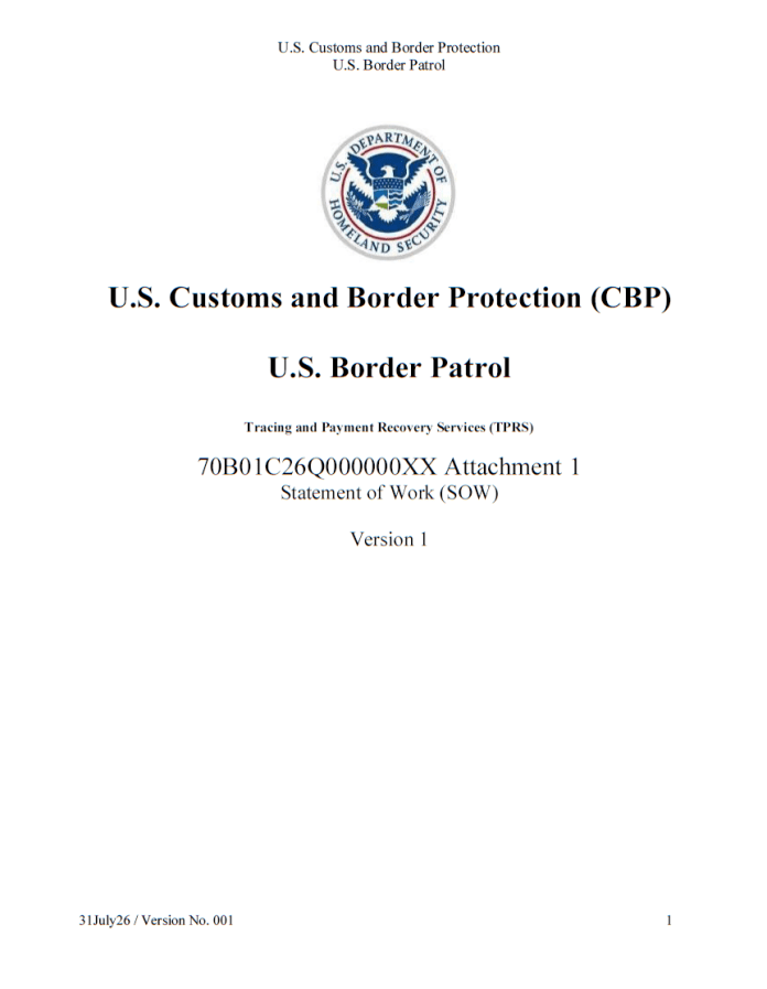 especificaciones del U.S. Customs and Border Protection