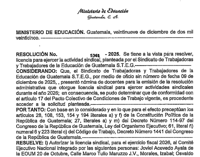 permiso sindical Joviel Acevedo