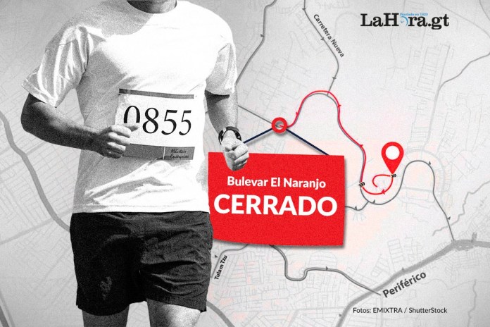 Cierre El Naranjo La PMT de Mixco anunció un cierre temporal sobre el bulevar El Naranjo debido a la Carrera del Colegio Agustiniano.