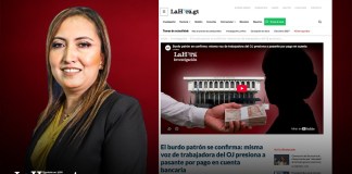 La presidenta de la Corte Suprema de Justicia y del Organismo Judicial, Claudia Paredes, se resiste a informar si presentó una denuncia por la venta de plazas en el poder judicial. Arte La Hora: Daniel Lopez