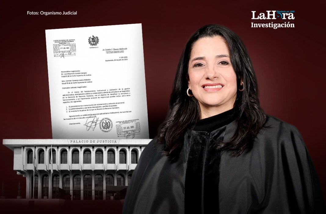 La magistrada Clemen Vanessa Juárez Midence, presidenta de la Cámara de Amparo y Antejuicio, negó tener injerencia en Recursos Humanos del Organismo Judicial, pero un documento oficial la vincula con esa dependencia.