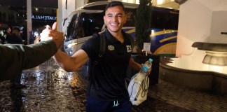 El jugador Benji Villalobos, de El Salvador, llega previo al partido ante Guatemala el lunes 28 de Septiembre por la Liga de Naciones Concacaf, en Ciudad de Guatemala. Foto La Hora: EFE/Fernando Ruiz.