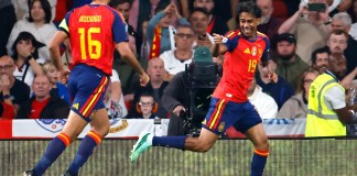 Lamine Yamal celebra su gol anotado ante Inglaterra. Foto La Hora: EFE