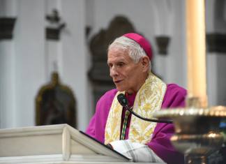 Monseñor Gonzalo de Villa y Vásquez hizo un llamado a la reflexión sobre la situación que atraviesa Guatemala. Foto La Hora: José Orzco.