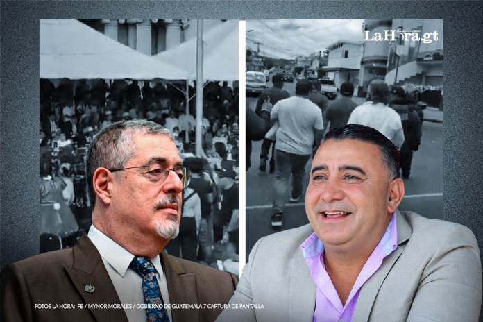 Mynor Vecinos y asistentes expresan su rechazo a Mynor Morales y Bernardo Arévalo en distintos escenarios. Arte La Hora. Jesús Ríos.