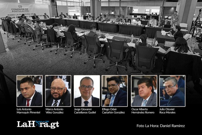 Portada nota votos Comisión de Postulación y los seis aspirantes a Contralor que llegarán a las manos del Congreso. Diseño La Hora: Alejandro Ramírez