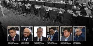 Comisión de Postulación y los seis aspirantes a Contralor que llegarán a las manos del Congreso. Diseño La Hora: Alejandro Ramírez