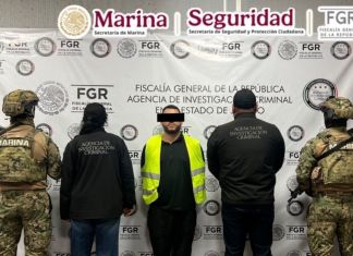 Presunto operador logístico y coordinador de distribución de drogas sintéticas del cártel Beltrán Leyva. Foto La Hora: Gabinete de Seguridad de México