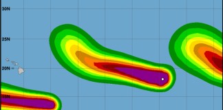 Proyección de vientos del huracán Karina. Foto La Hora: NHC