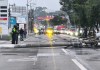 Un poste y cables de alta tensión bloquean el kilómetro 13 de la ruta al Atlántico, en la zona 25 capitalina, y complican el tráfico en el sector.
