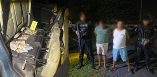 Detenidos no justifican origen de Q170 mil localizados en vehículo durante inspección en Iztapa Dos hombres fueron capturados tras no poder demostrar la procedencia de Q170 mil en efectivo mientras se conducian por Iztapa, Escuintla.