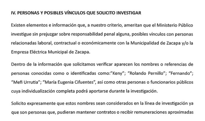 La denuncia del diputado Julio Portillo menciona a varias personas. Foto: Captura de pantalla