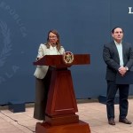 Los ministros de Gobernación, Marco Antonio Villeda; el de Defensa, Henry Sáenz y la Secretaria de Comunicación, Karina García Ruano, ofrecieron esta tarde la conferencia de prensa, en ausencia del presidente Bernardo Arévalo. Foto La Hora: José Orozco.