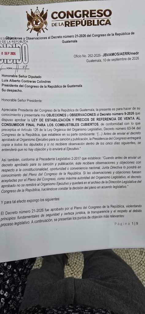 Vamos se equivoca en el número del decreto que presentó objeciones al subsidio a los combustibles. Foto: La Hora