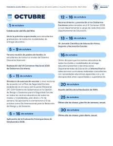 Actividades para los centros educativos públicos para el mes de octubre 2026. Foto La Hora: Ministerio de Educación.