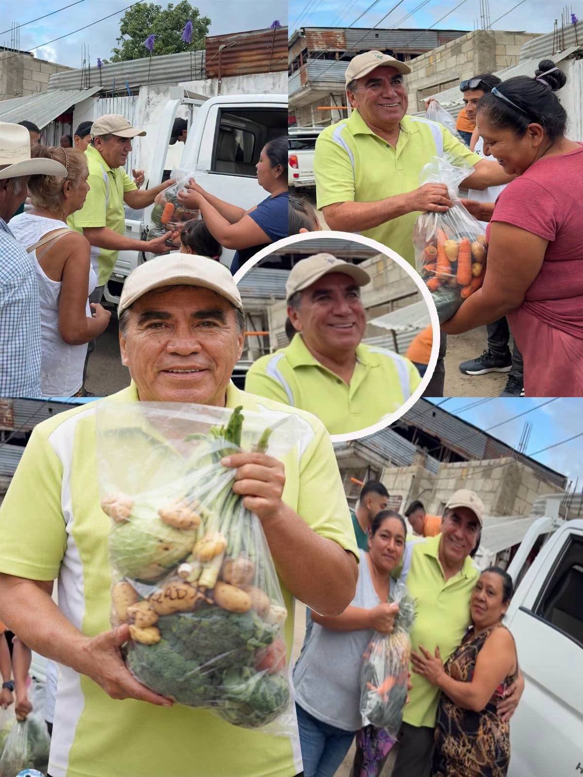 Rubelio Recinos ha sido captado repartiendo verduras y pescado en distintos puntos de Barberena.